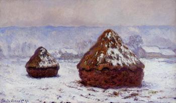 Claude Oscar Monet : Grainstacks, Snow Effect